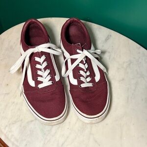 Vans Maroon and White Sneakers